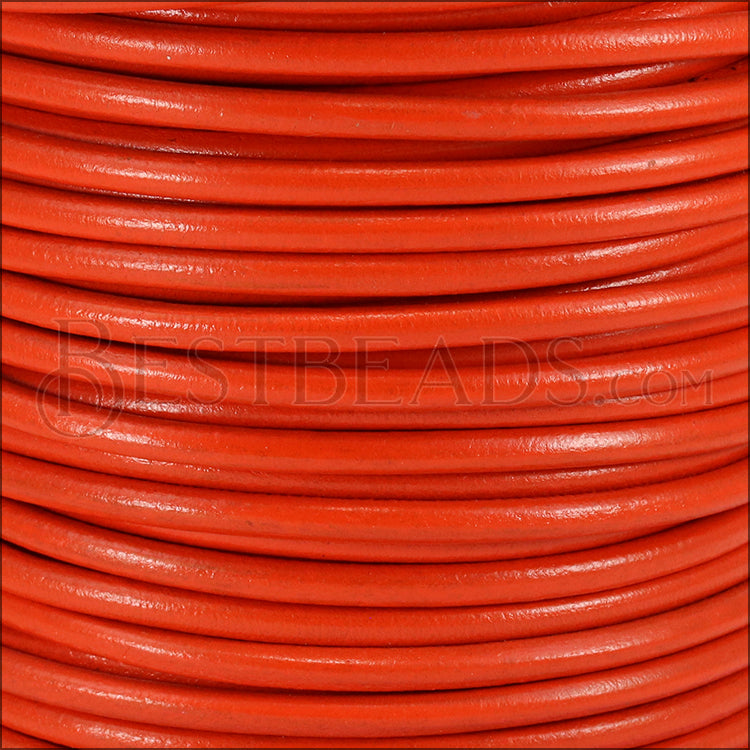 Ltd Edition LEATHER 5mm Round - TANGERINE - 10 meter SPOOL