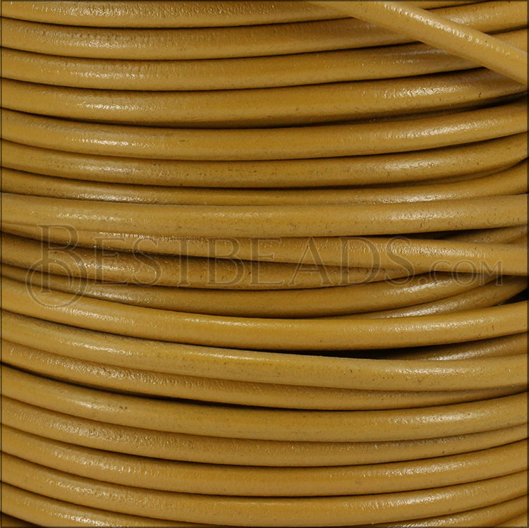 Ltd Edition LEATHER 5mm Round - MUSTARD - 10 meter SPOOL