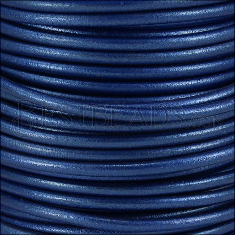 Ltd Edition LEATHER 5mm Round - MET. COBALT - 10 meter SPOOL