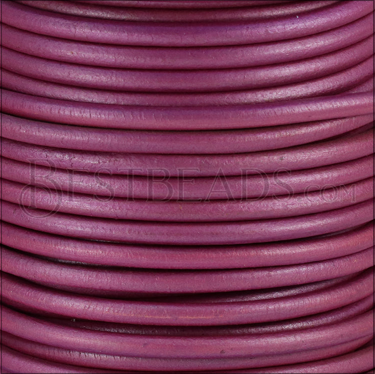 Ltd Edition LEATHER 5mm Round - MATTE MET. ROSE - 10 meter SPOOL