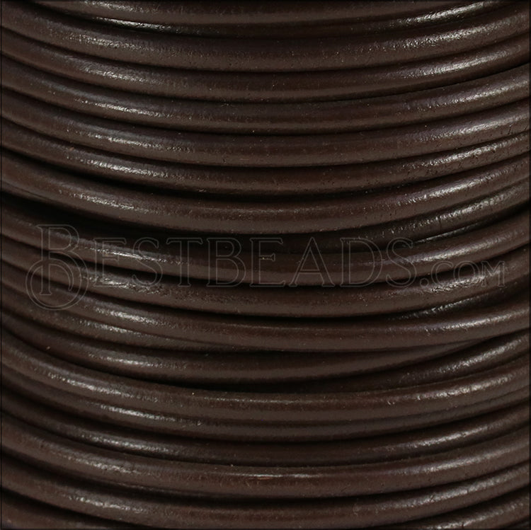 Ltd Edition LEATHER 5mm Round - BROWN - 10 meter SPOOL