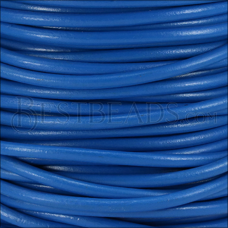 Ltd Edition LEATHER 5mm Round - ELECTRIC BLUE - 10 meter SPOOL