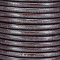 Ltd Edition LEATHER 5mm Round - MET. BORDEAUX/SILVER - 10 meter SPOOL